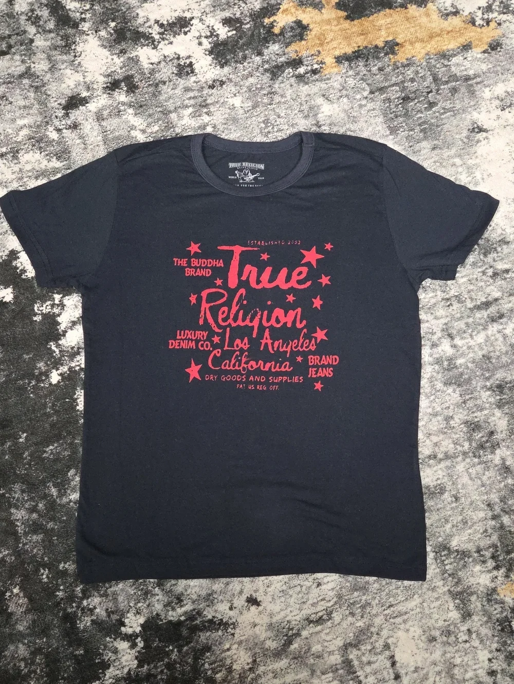 True Religion Boys Navy Red Graphic Crewneck T-Shirt Size L NWT